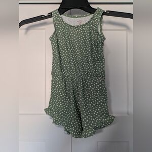 Honey Mark Girls Swim Romper Green Floral - Ginger Style Ruffles 3T- 4T